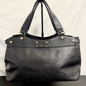 Kate Spade New York Black Pebbled Leather Tote with Pinhole Detail